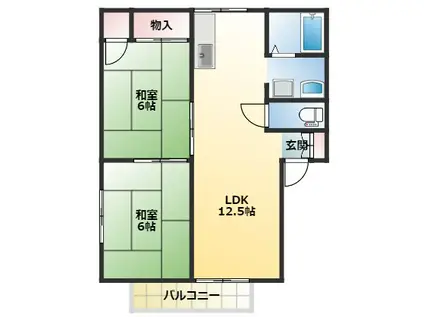 エルピースB(2LDK/1階)の間取り写真