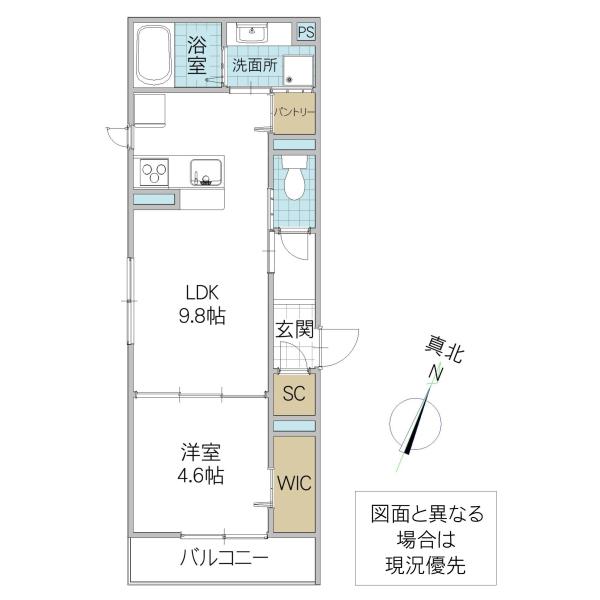 レーヴ・ウェル松代(1LDK/2階)の間取り写真