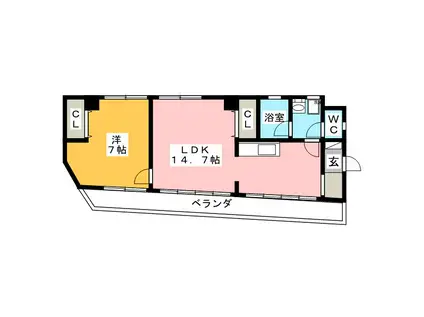 アムスホーム(1LDK/3階)の間取り写真