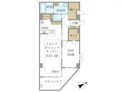 パークフロント大山(1LDK/1階)の間取り写真