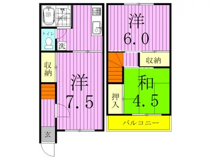 テラス松石A棟(3K/2階)の間取り写真