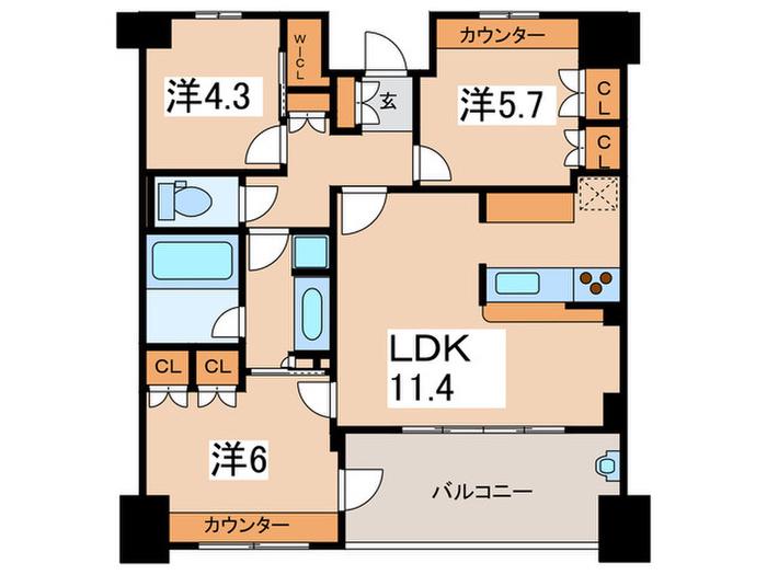 KDXレジデンス町田(3LDK/3階)の間取り写真