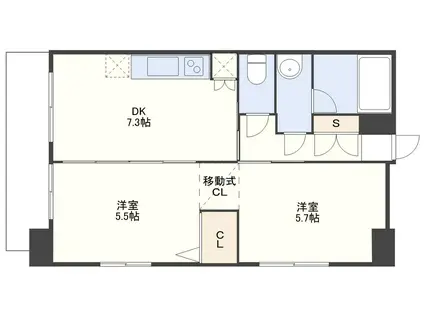 S-FORT長崎大学病院前(2DK/7階)の間取り写真