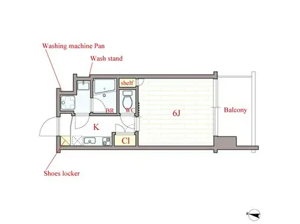 PRIMAVERA NISHISHINSAIBASHI(1K/3階)の間取り写真