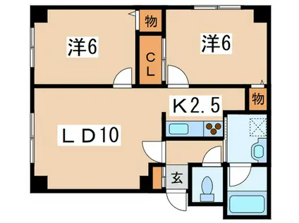 パレス本郷B(2LDK/2階)の間取り写真