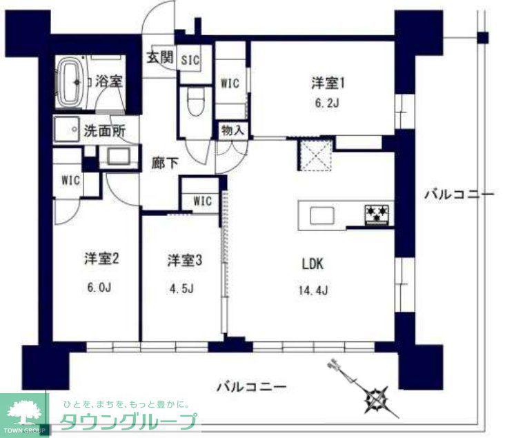 センチュリー千葉みなと(3LDK/3階)の間取り写真