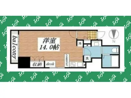 アル・ドゥ・6(ワンルーム/8階)の間取り写真