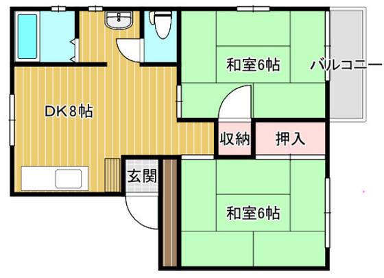 WITH21高取(2DK/2階)の間取り写真