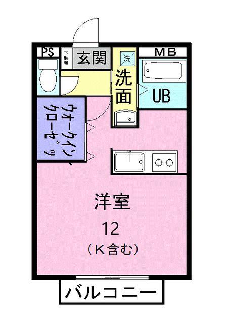 グランシャリオ(ワンルーム/2階)の間取り写真