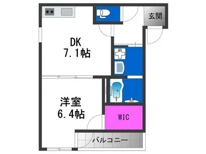 フジパレス住吉長居V番館(1DK/2階)の間取り写真