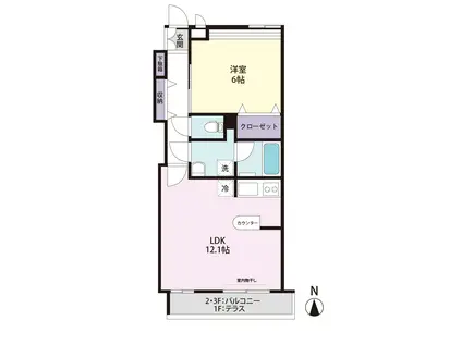 アンソレイユ(1LDK/3階)の間取り写真