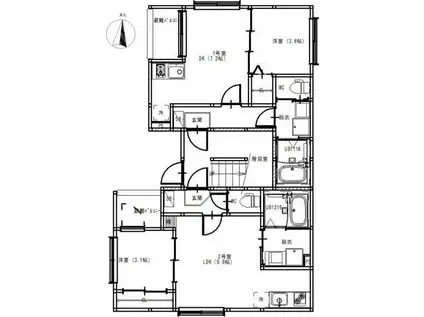 ハーモニーテラス日比野(1DK/1階)の間取り写真