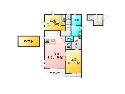 TIARA A・B・C棟(2LDK/2階)の間取り写真