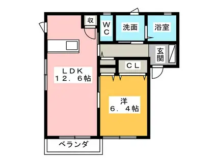 メル・ドゥー A(1LDK/2階)の間取り写真