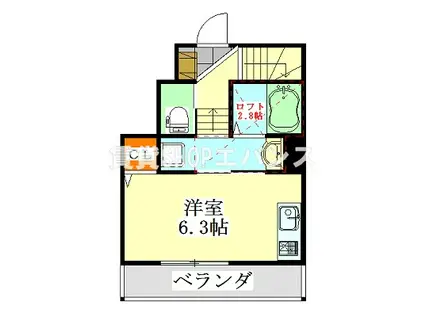 BLEU(ワンルーム/1階)の間取り写真