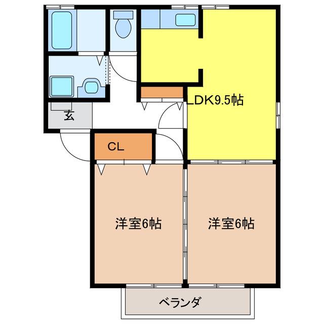 フィオーレ青木 A棟(2LDK/2階)の間取り写真