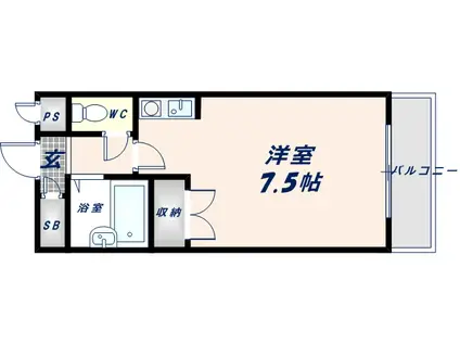 SENTIA八戸ノ里(1K/2階)の間取り写真