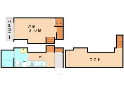 MINT高木(ワンルーム/1階)の間取り写真