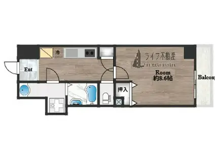 エグゼ大阪城東(1K/2階)の間取り写真