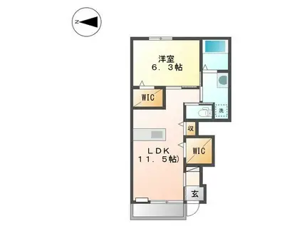 コーラルヴィラ松島C(1LDK/1階)の間取り写真