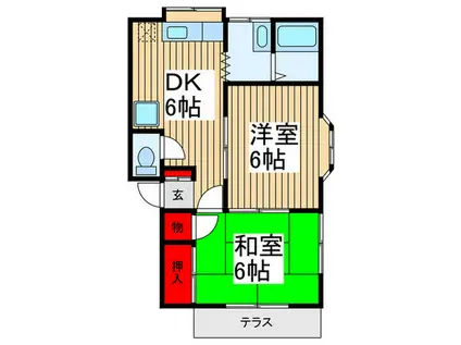 コーポノモトB(2DK/1階)の間取り写真