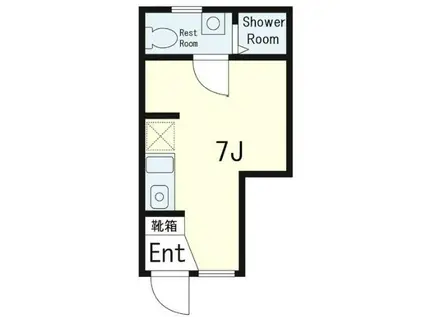 ディアコート神楽坂(ワンルーム/1階)の間取り写真