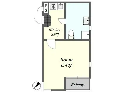 ボヌール(1K/1階)の間取り写真