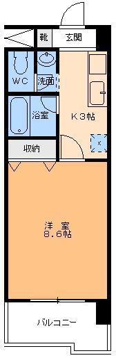グレイスパル本町(1K/8階)の間取り写真