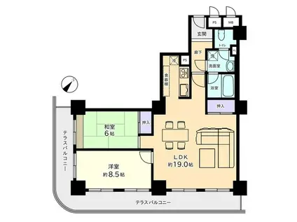 信開アーバンシティセントラル(2LDK/14階)の間取り写真