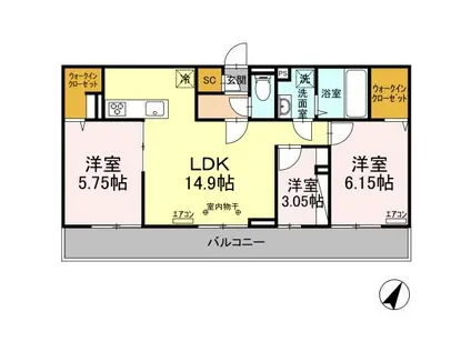 リオグランデ(3LDK/3階)の間取り写真