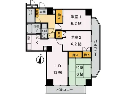 大津ビル(3LDK/4階)の間取り写真