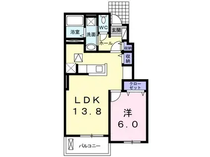 カミレB(1LDK/1階)の間取り写真