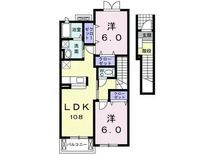 フィオーレ勝山A(2LDK/2階)の間取り写真