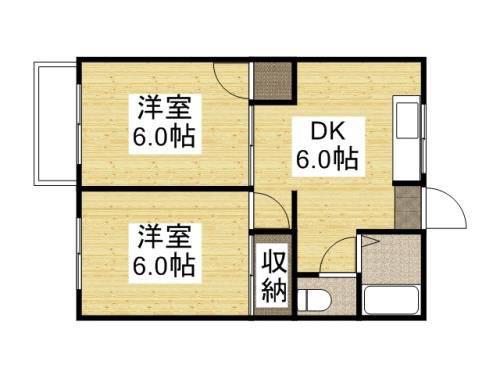 セレッソ吉岡C棟(2DK/2階)の間取り写真