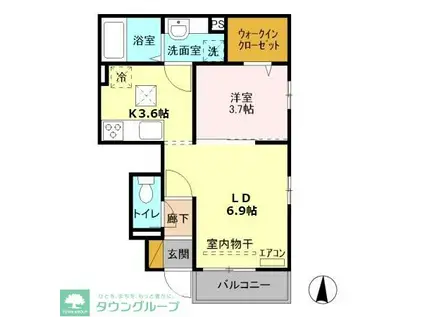 グレイス坂戸(1LDK/1階)の間取り写真