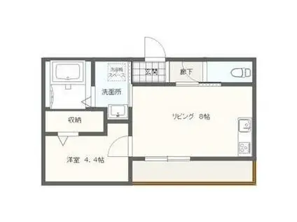 VOLARE(1LDK/2階)の間取り写真