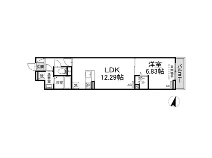 セレスティア高松(1LDK/2階)の間取り写真