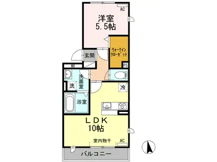 グランドール高倉(1LDK/3階)の間取り写真