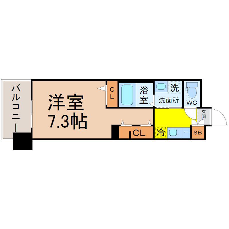 パルティール上社(1K/2階)の間取り写真