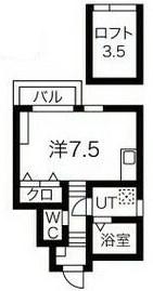 あんしん潮見台(ワンルーム/1階)の間取り写真