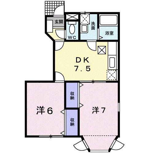 メゾンセレッソ II(2DK/1階)の間取り写真