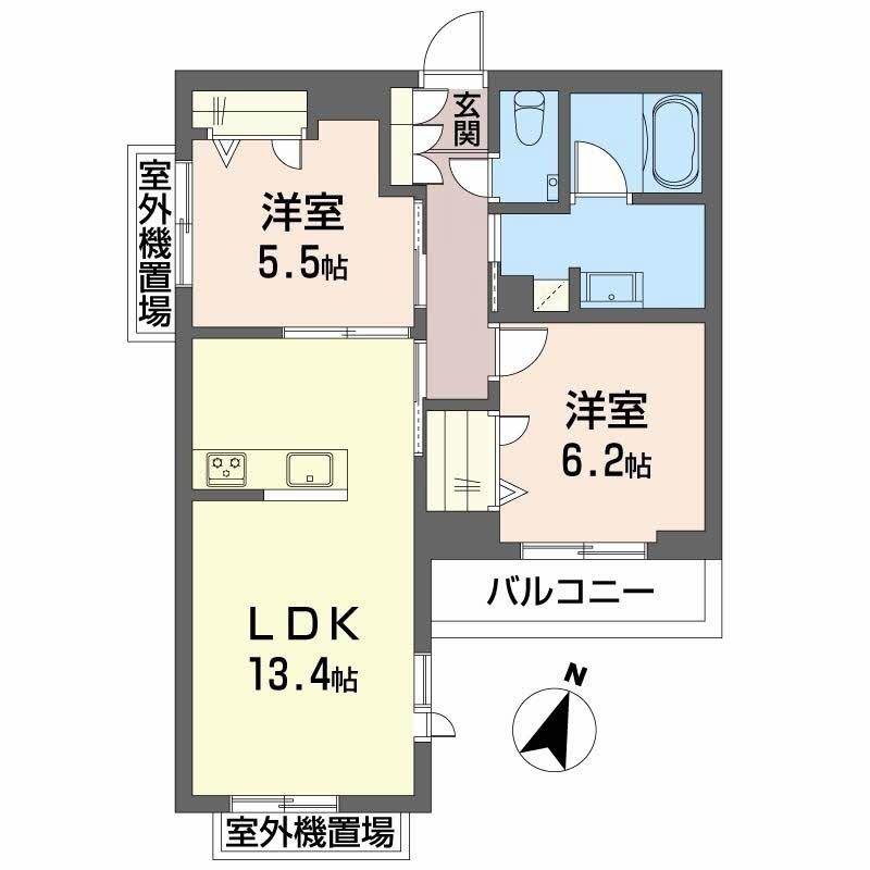SHAMAISON GARDENS 六甲(2LDK/2階)の間取り写真