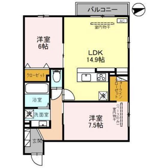クロワール(2LDK/3階)の間取り写真