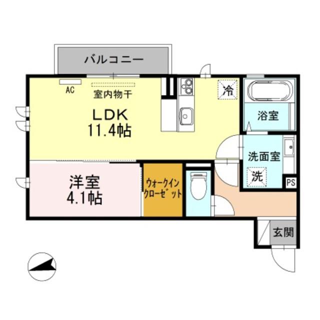 ミロワール(1LDK/2階)の間取り写真