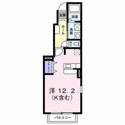 シャン・ド・フルール(ワンルーム/1階)の間取り写真