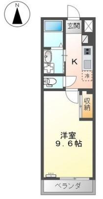 シェルル中畝(1K/2階)の間取り写真