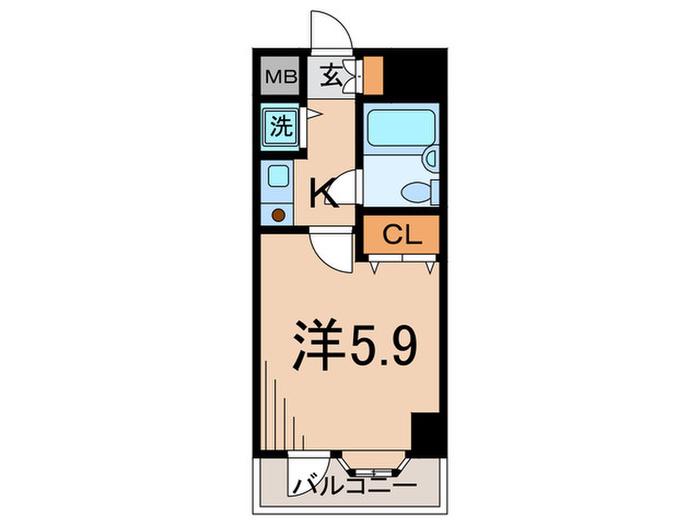 グラチアトルリ(1K/5階)の間取り写真