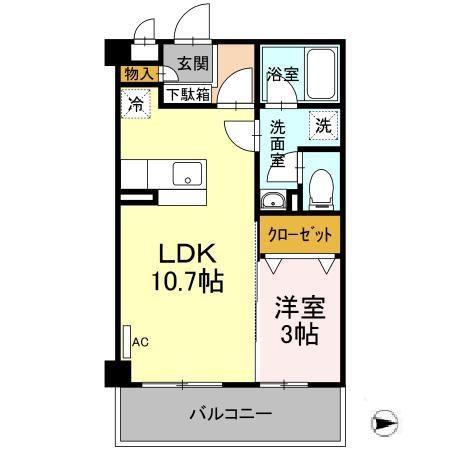 マンションマルカ サウス(1LDK/3階)の間取り写真
