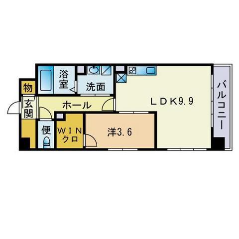 ADEN箱崎駅前(1LDK/6階)の間取り写真
