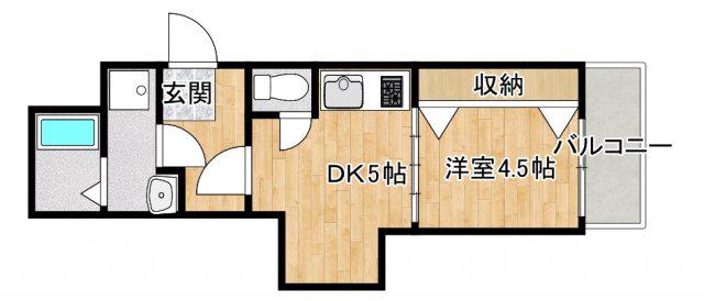 ヨルム稲津(1DK/1階)の間取り写真